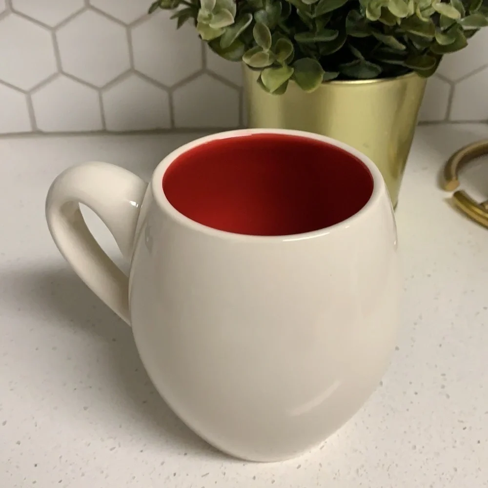 Rae Dunn Hers coffee tea‎ mugs lips valentines love gift red white.